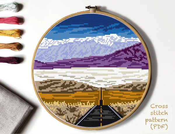 Death Valley national park USA Modern Cross Stitch Pattern, instant PDF