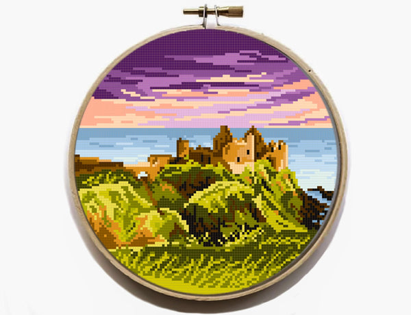 Landscape Northern Ireland Modern Cross Stitch Pattern, Instant download pdf