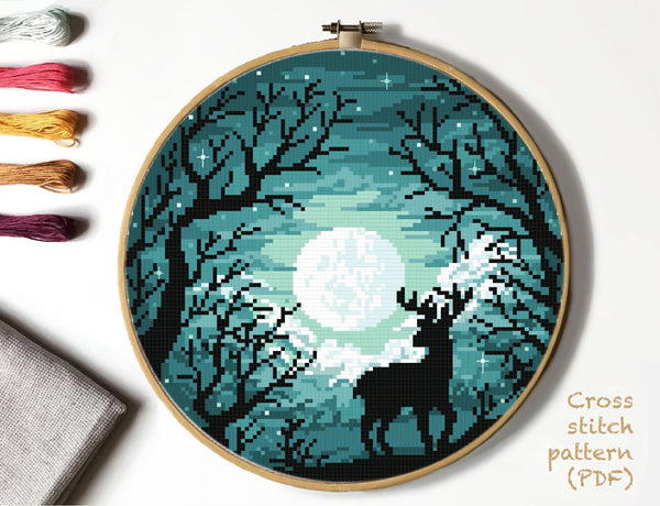 Cross stitch bookmark kit Deer and Moon