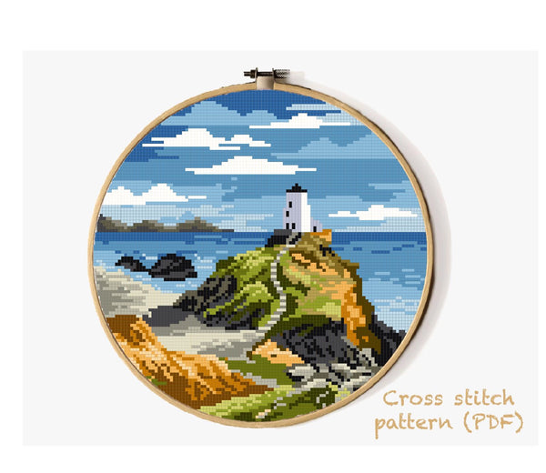 Landscape Wales Modern Cross Stitch Pattern, instant download pdf