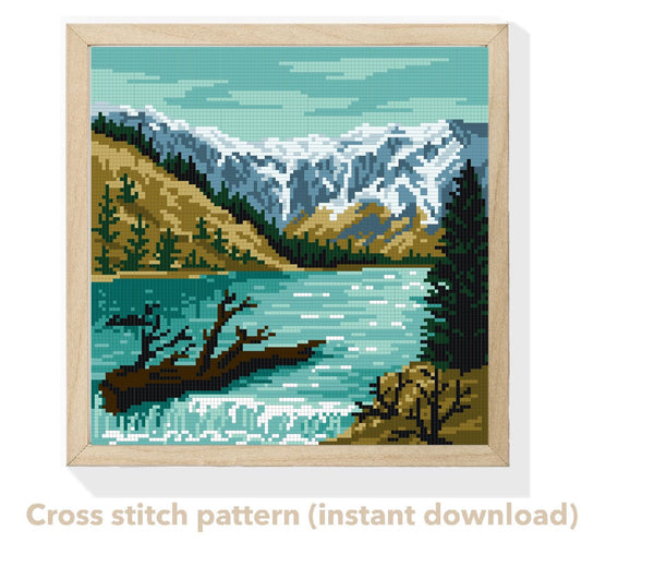 Glacier national park Modern Cross Stitch Pattern, instant download PDF