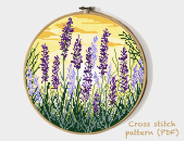 Flowers  Modern Cross Stitch Pattern, instant download pdf.