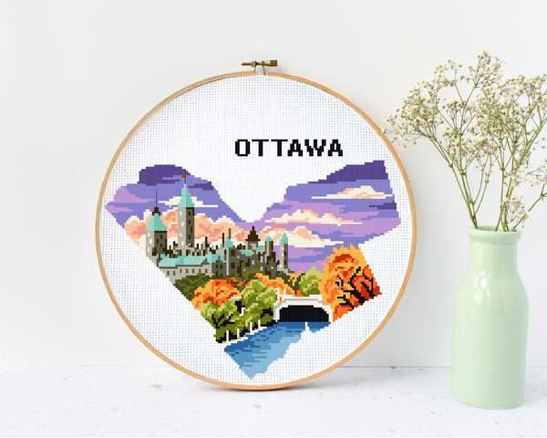 City Ottawa Modern Cross Stitch Pattern, instant download PDF