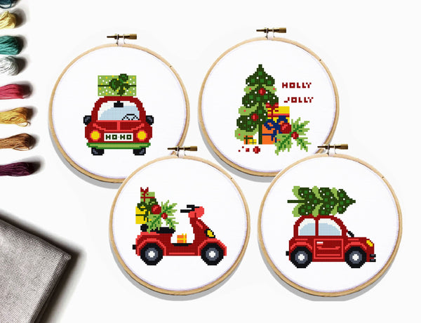 Christmas decor Modern Cross stitch pattern, Instant download PDF