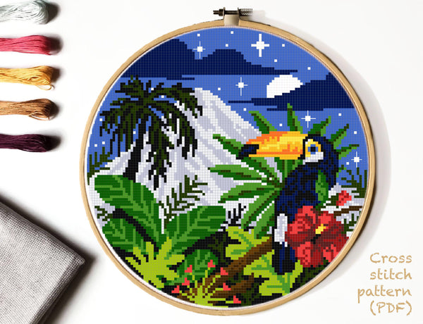 Costa Rica Modern Cross Stitch Pattern, INSTANT DOWNLOAD PDF