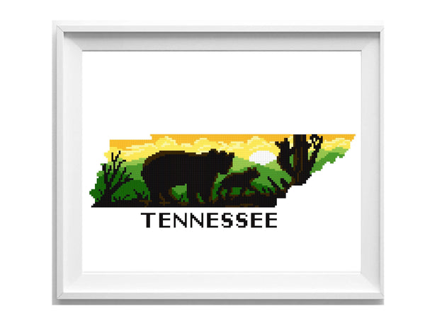 Tennessee state  Modern Cross Stitch Pattern, Smoky Mountain national park,instant PDF