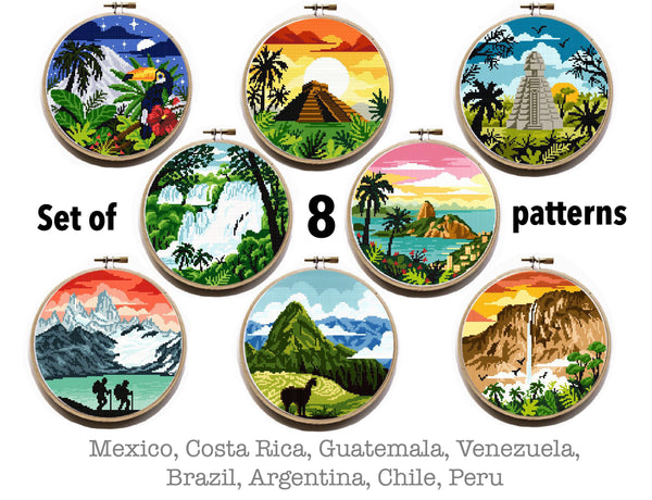 Latin America Modern Cross Stitch Pattern, instant download PDF