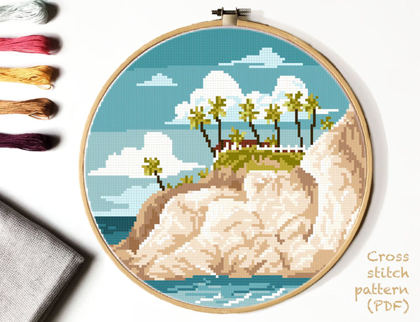 Pismo beach Modern cross stitch pattern, state California, landscape, nature, INSTANT DOWNLOAD PDF