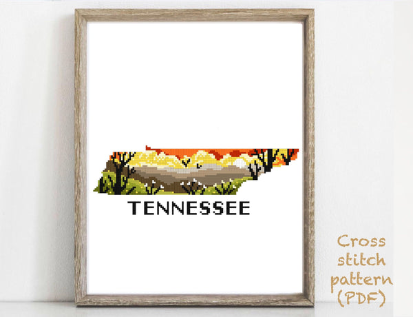 Tennessee states Modern Cross stitch pattern, instant download PDF