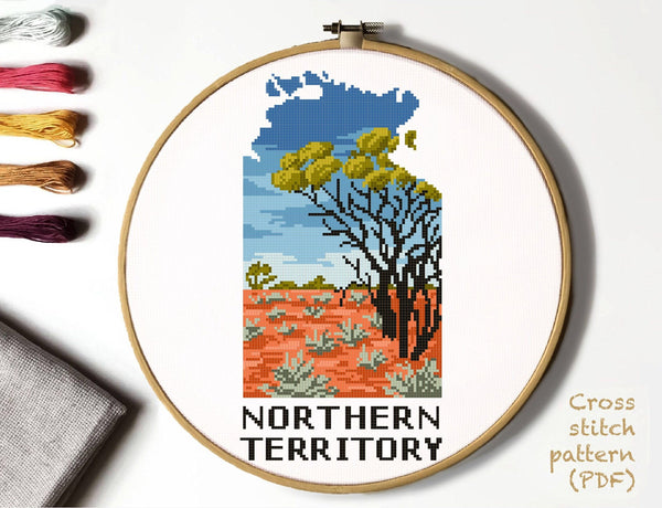 Northern Territory Australia Modern Cross Stitch Pattern, Marbles National Park, instant download PDF