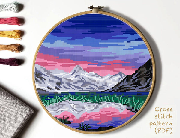 Kings Canyon National Park Modern Cross Stitch Pattern, instant download PDF