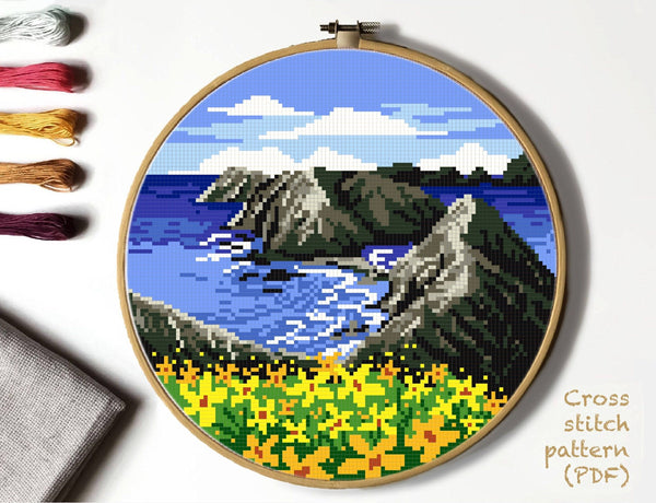 Channel Islands National Park Modern Cross Stitch Pattern, instant download PDF