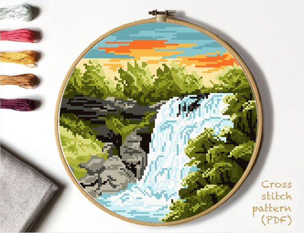 Cuyahoga valley national park Modern Cross Stitch Pattern, instant download pdf