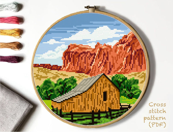 Capitol reef national park Modern Cross Stitch Pattern, instant PDF